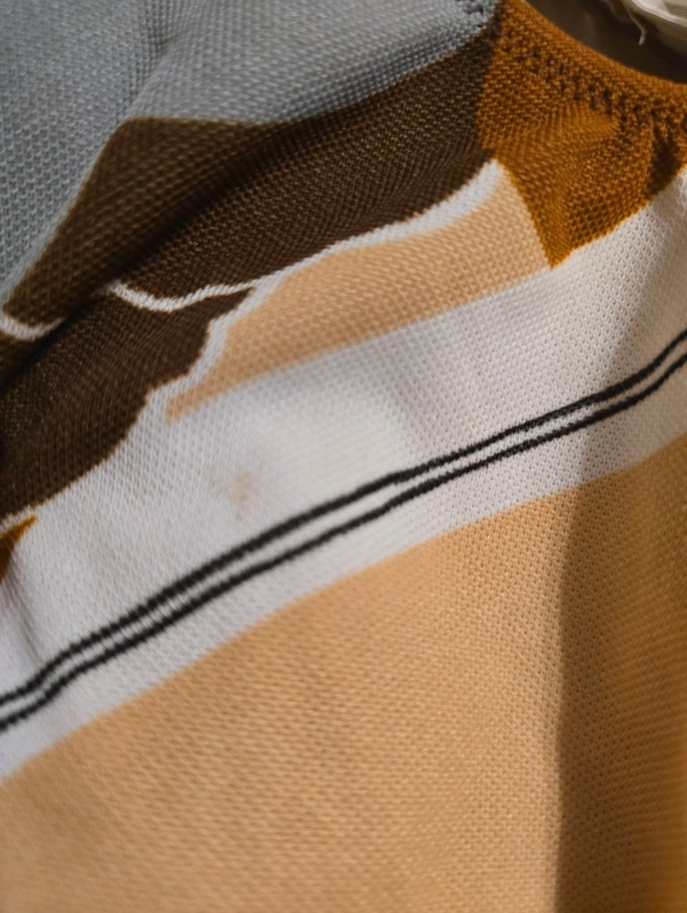 Vintage | Retro Groovy Abstract Print One-Piece Swimsuit — Brown & Gray - Picture 2 of 8